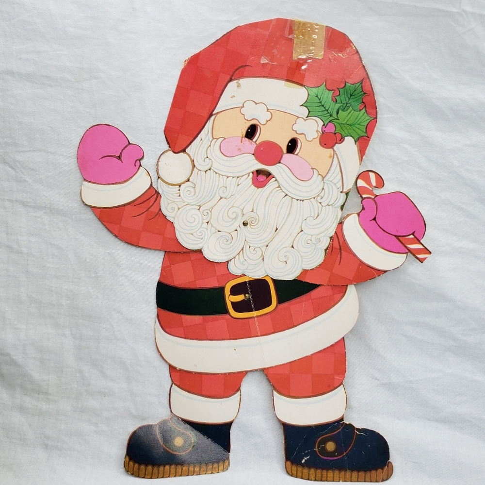 Vintage Gibson Vintage Diecut Santa Cutout Articulated Limbs And Head Christmas